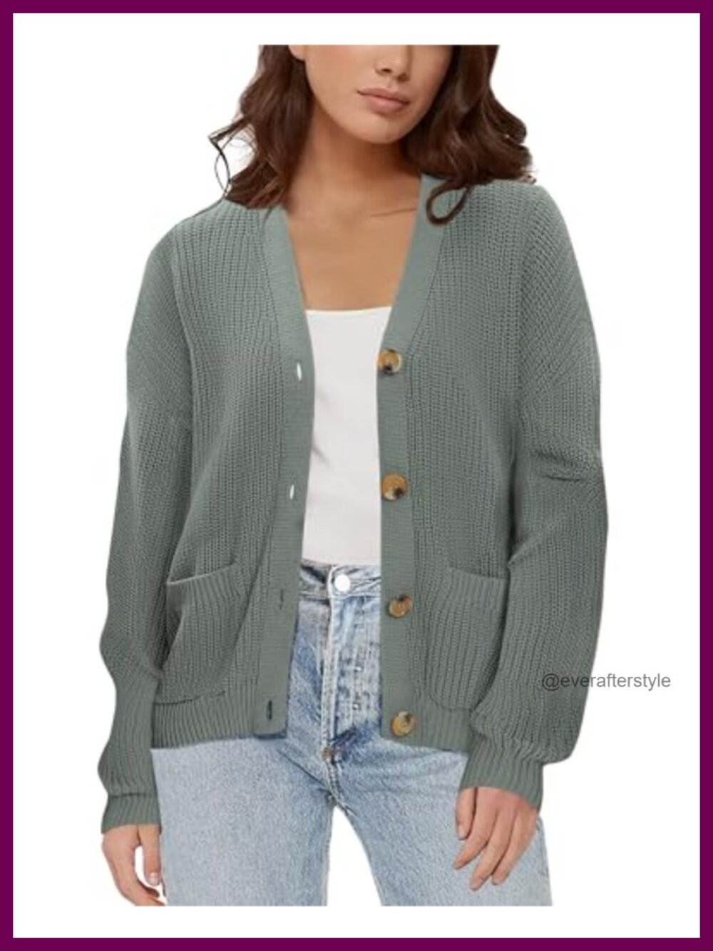 Lightweight Knit Open Front V-Neck Button Down Cardigan with Pockets